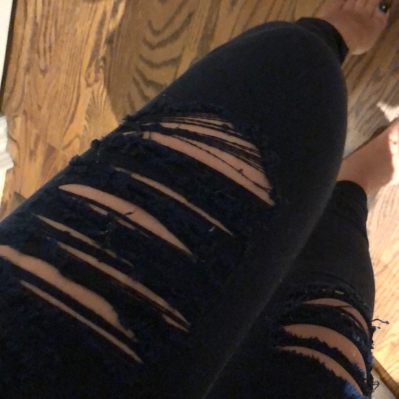 Navy Blue Frame Ripped Jeans - Picture 4 of 4